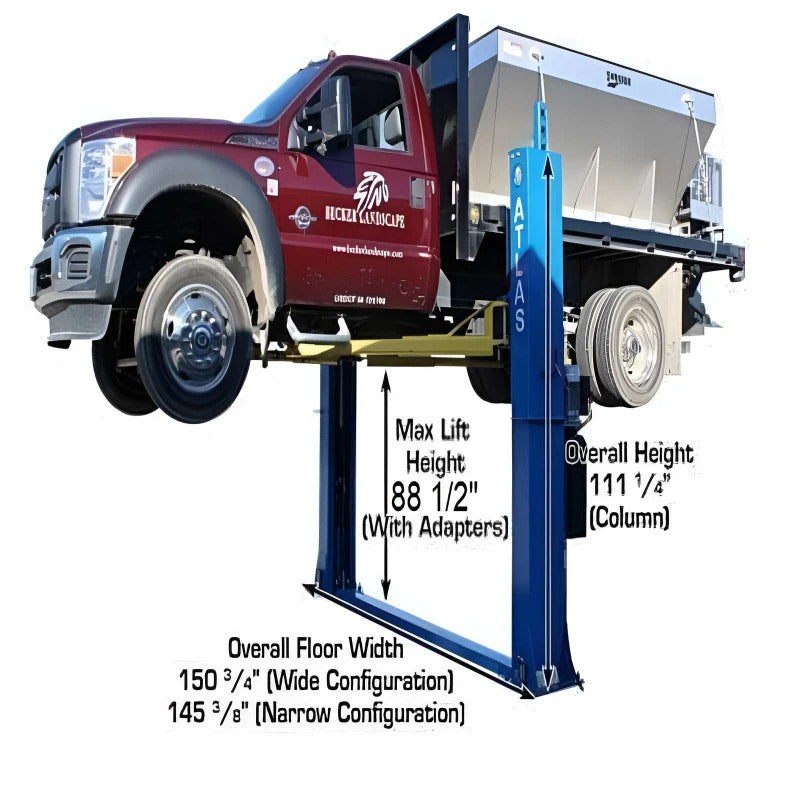 Atlas BP12000X 12,000 lb Baseplate 2-Post Lift – Heavy-Duty Low Ceiling Commercial Lift