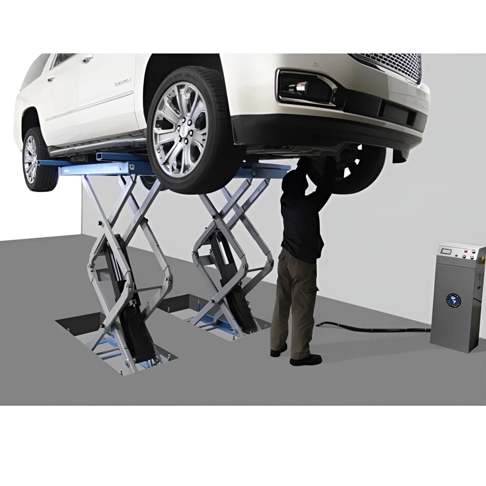 Atlas FM9SL In-Ground Full-Rise Scissor Lift with 9,000 lb Capacity and Flush-Mount Design