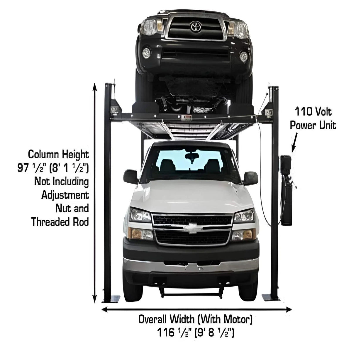 Atlas PRO8000EXT-L 8,000 lb 4-Post Lift with Dual RJ35 Sliding Bridge Jacks Combo