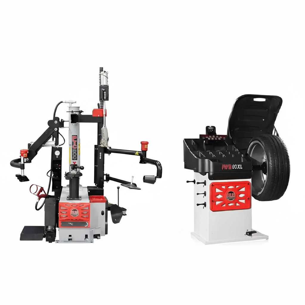 Atlas Platinum PTC500 Center Post Tire Changer and PWB90XL 3D Wheel Balancer Combo