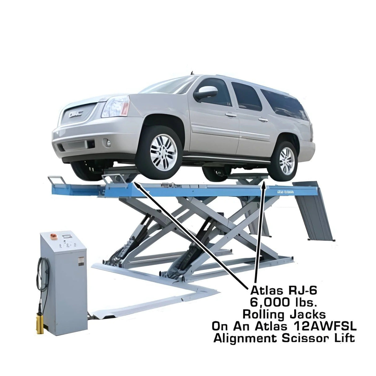 Atlas RJ6 6,000 lb Air/Hydraulic Rolling Bridge Jack