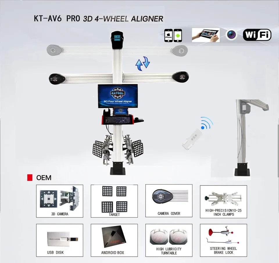 Katool AV6 Pro 3D Wheel Aligner for 2-Post and Scissor Lifts