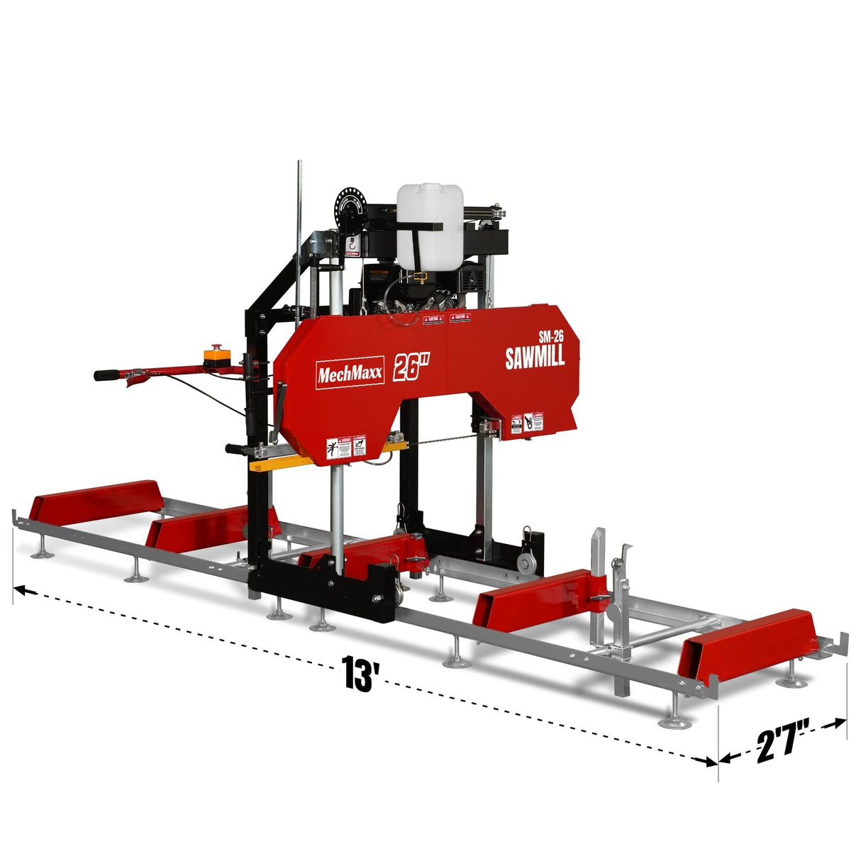 MechMaxx SM-26 26-Inch Portable Sawmill 15HP 13-Foot Track