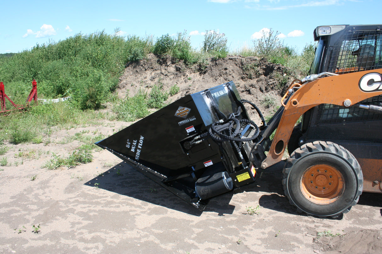 Top Dog Attachments 72" High Capacity Side Flow Bucket with Beater Bar, Light Material