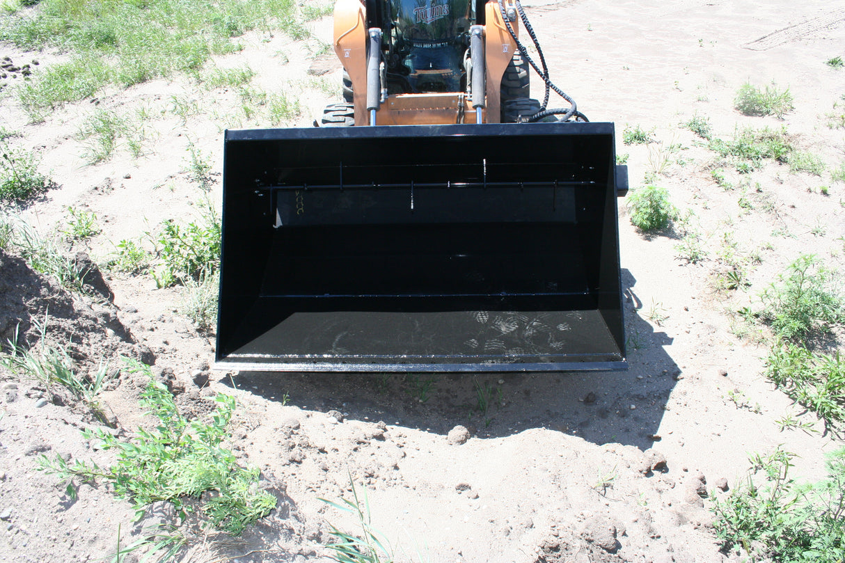 Top Dog Attachments 72" High Capacity Side Flow Bucket with Beater Bar, Light Material