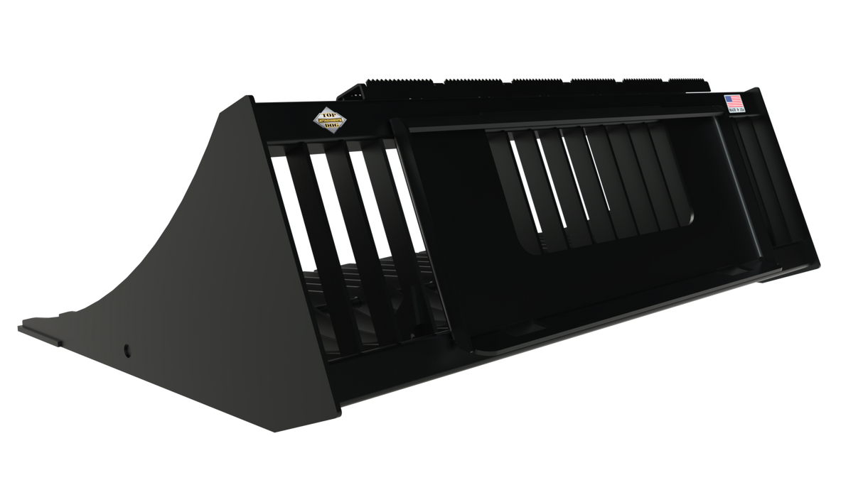 Top Dog Attachments 82" Rock Bucket for Skid Steers, 3 Inch Tine Spacing