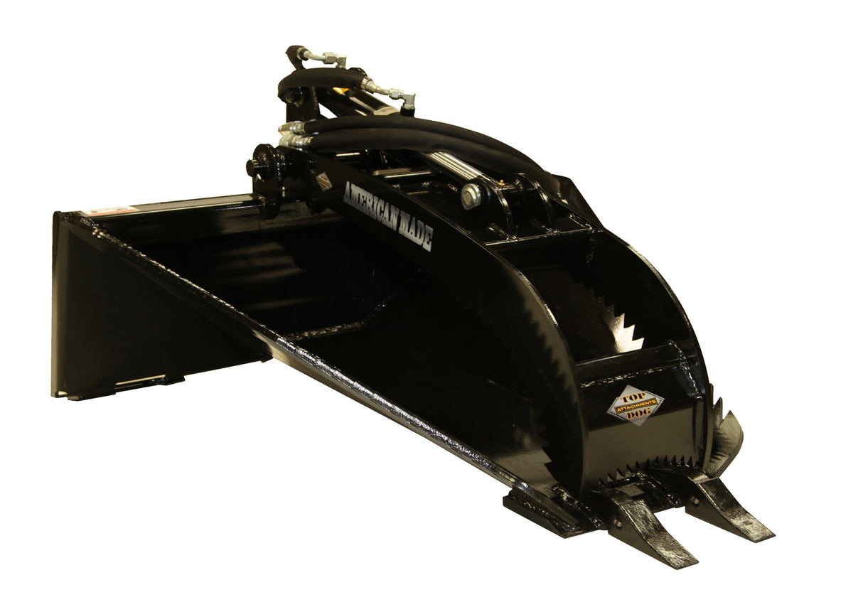 Top Dog Attachments Stump Bucket with Grapple for Skid Steers