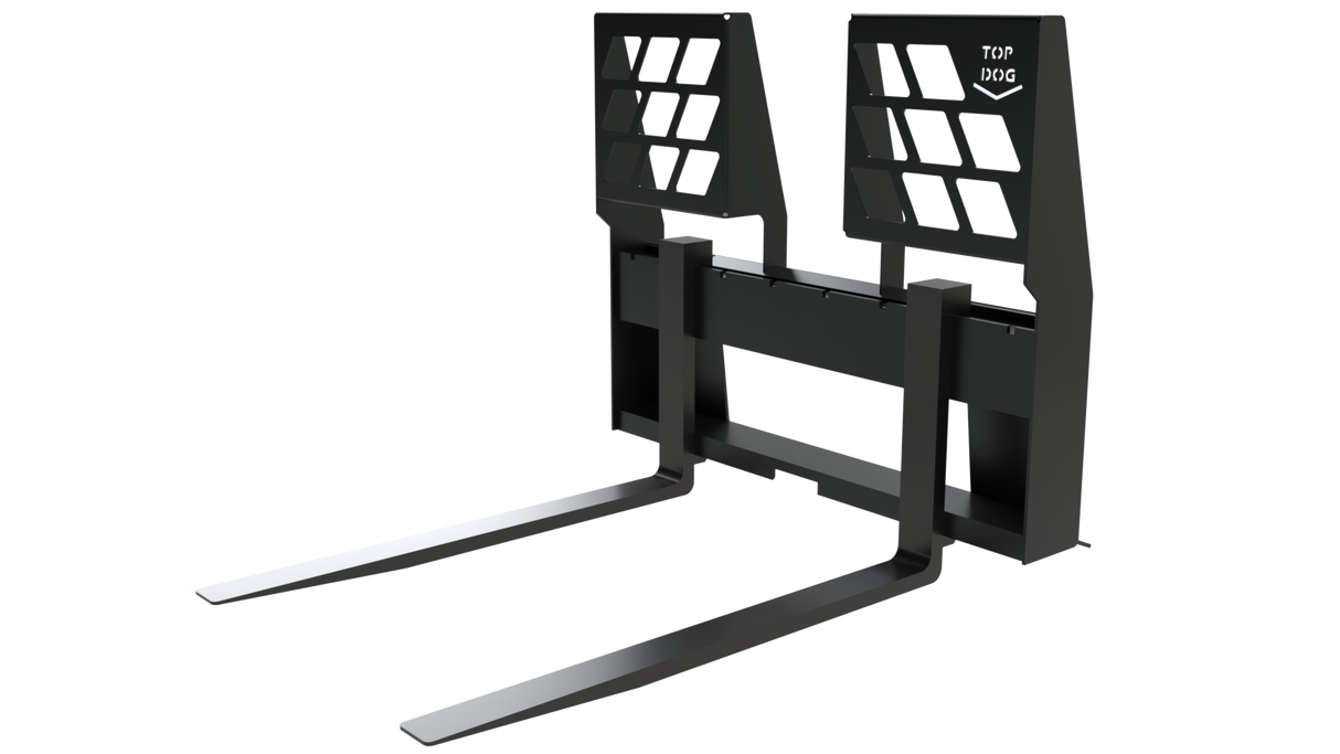 Top Dog Attachments Walk Through Pallet Forks for Skid Steers, 4,400 lb Capacity with Hardox Slider Bar
