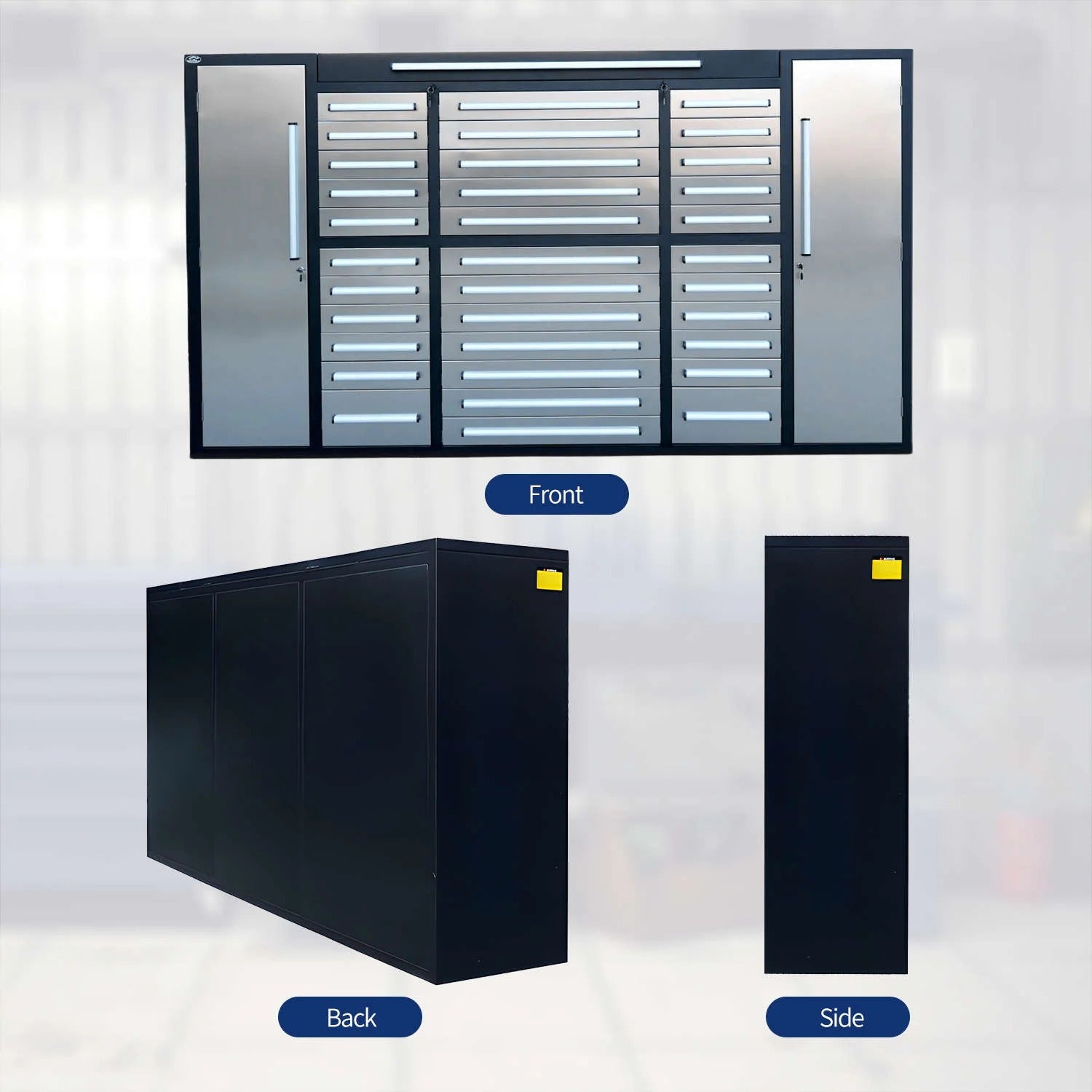 Chery Industrial 9 ft Garage Storage Cabinet with 34 Drawers & 2 Cabinets - WW000219
