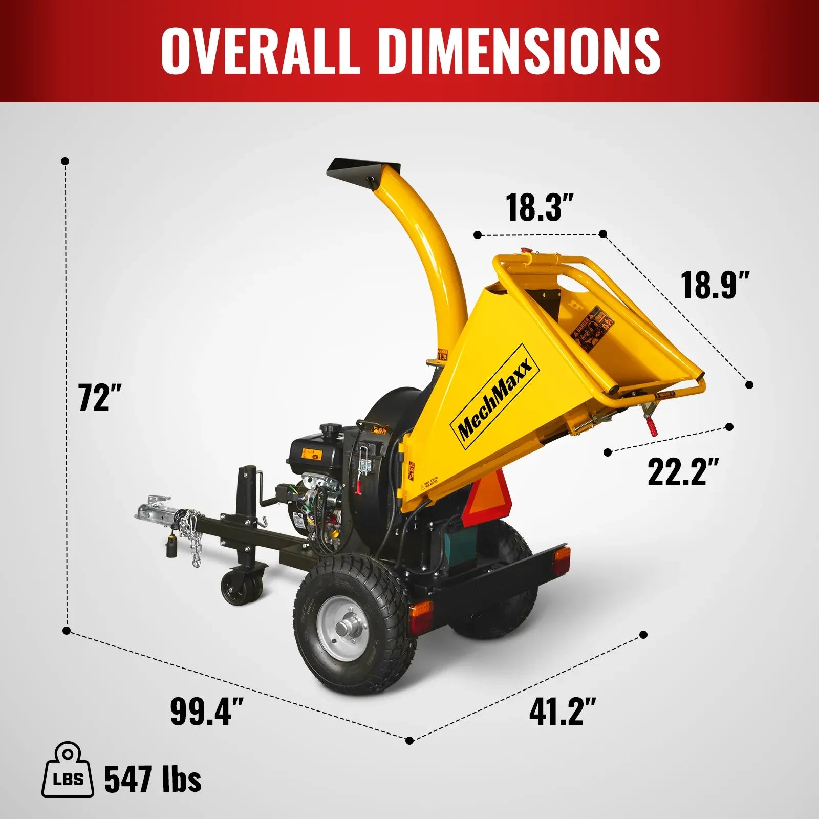 MechMaxx 5" 14HP 429cc KOHLER Disc Wood Chipper with Taillight, Model P4205
