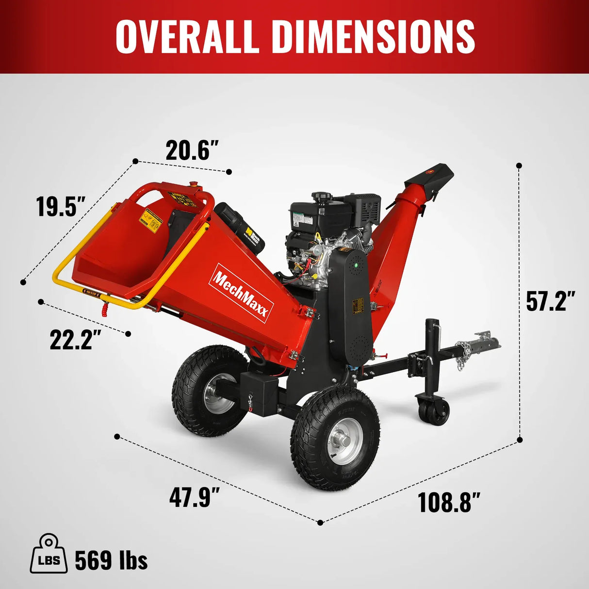 MechMaxx 6" 14HP 408cc VANGUARD E-Start Drum Wood Chipper, Model P4206