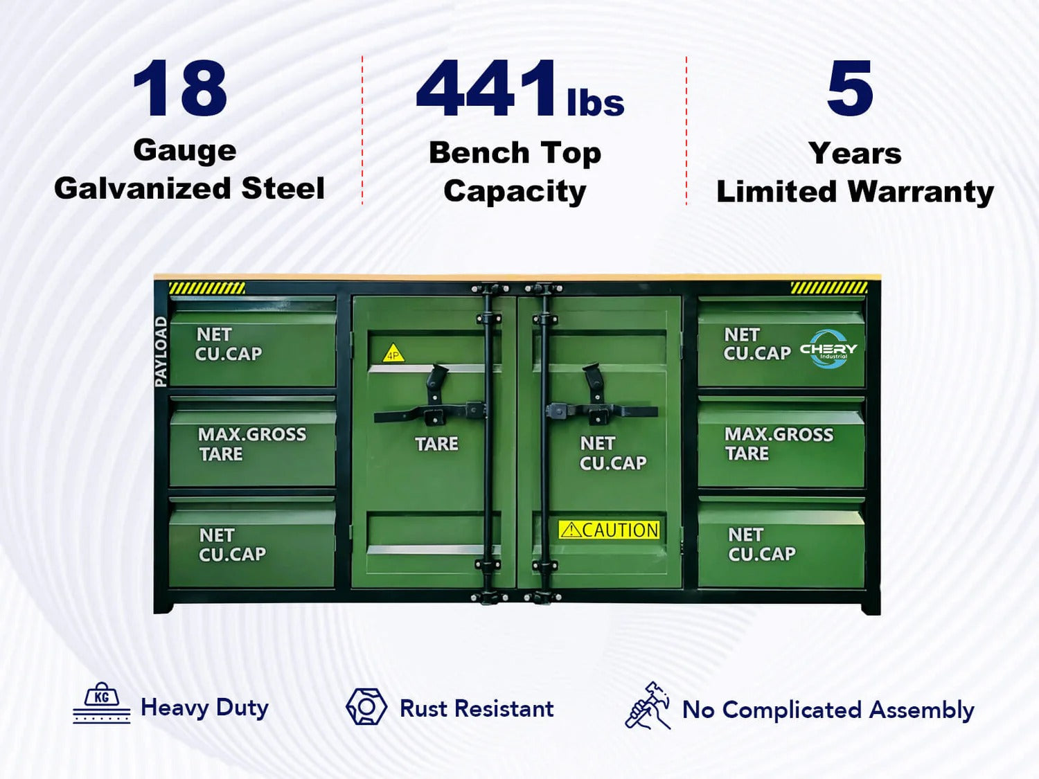 Chery Industrial 6.5ft Workbench Cabinet with 6 Drawers - SUIWB6506DGN01