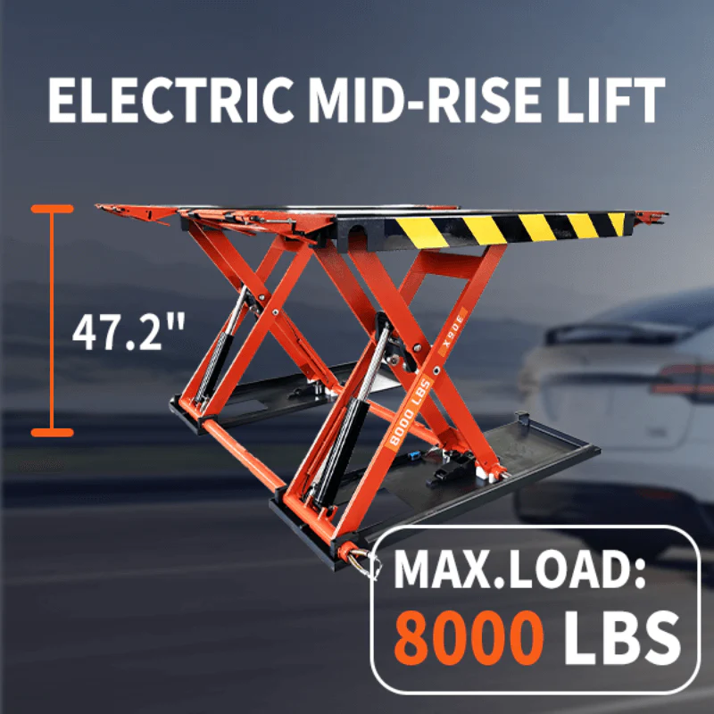 Katool KT-X90E 8,000 lb Electric Mid-Rise Scissor Lift with Low-Profile Base