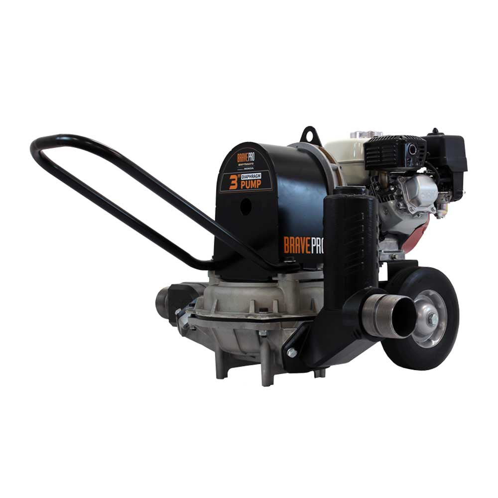 BravePro Diaphragm Pump, 3 In., 89 GPM, Self-Priming, Honda GX120, Model BRP750DP3