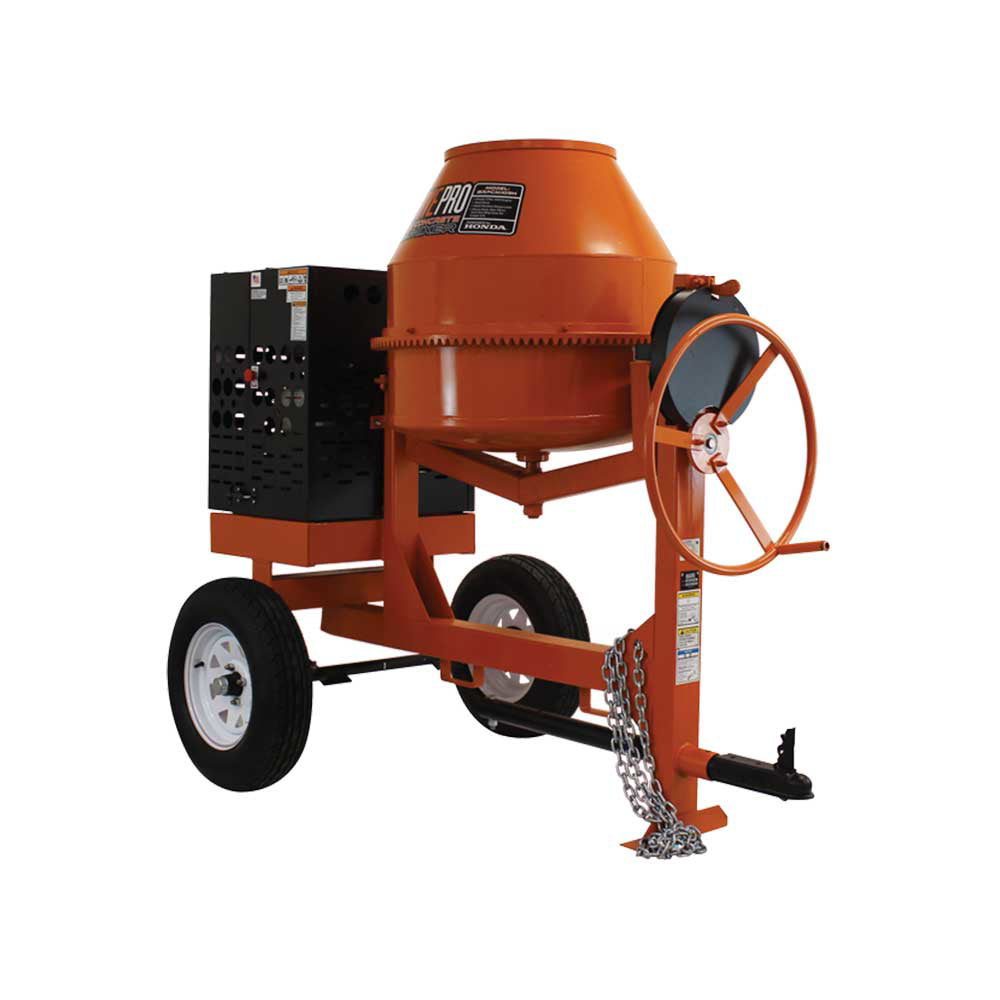 BravePro Concrete Mixer, 9 Cu. Ft. Steel Drum, Honda GX270, Model BRPCM109H
