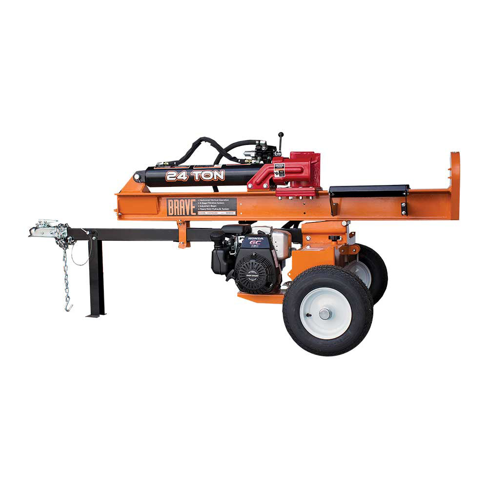 BRAVE Log Splitter, 24-Ton, Horizontal and Vertical, 3,500 PSI, Honda GC160, Model VH1724GC