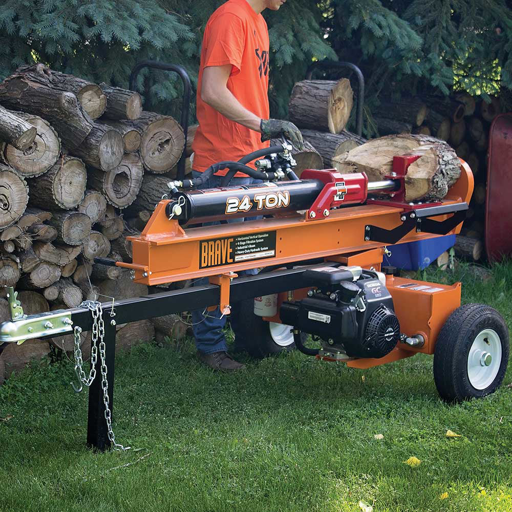BRAVE Log Splitter, 24-Ton, Horizontal and Vertical, 3,500 PSI, Honda GC160, Model VH1724GC