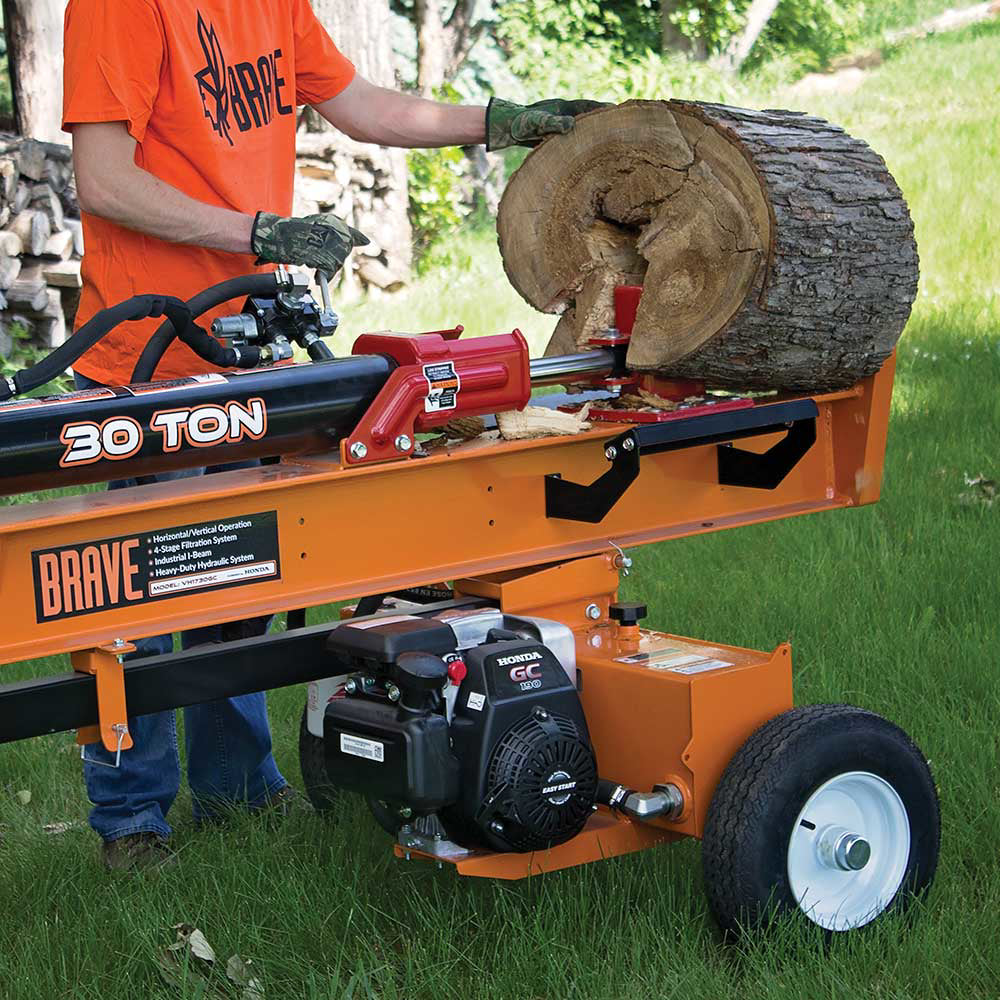 BRAVE Log Splitter, 30-Ton, Horizontal and Vertical, 3,500 PSI, Honda GC190, Model VH1730GC