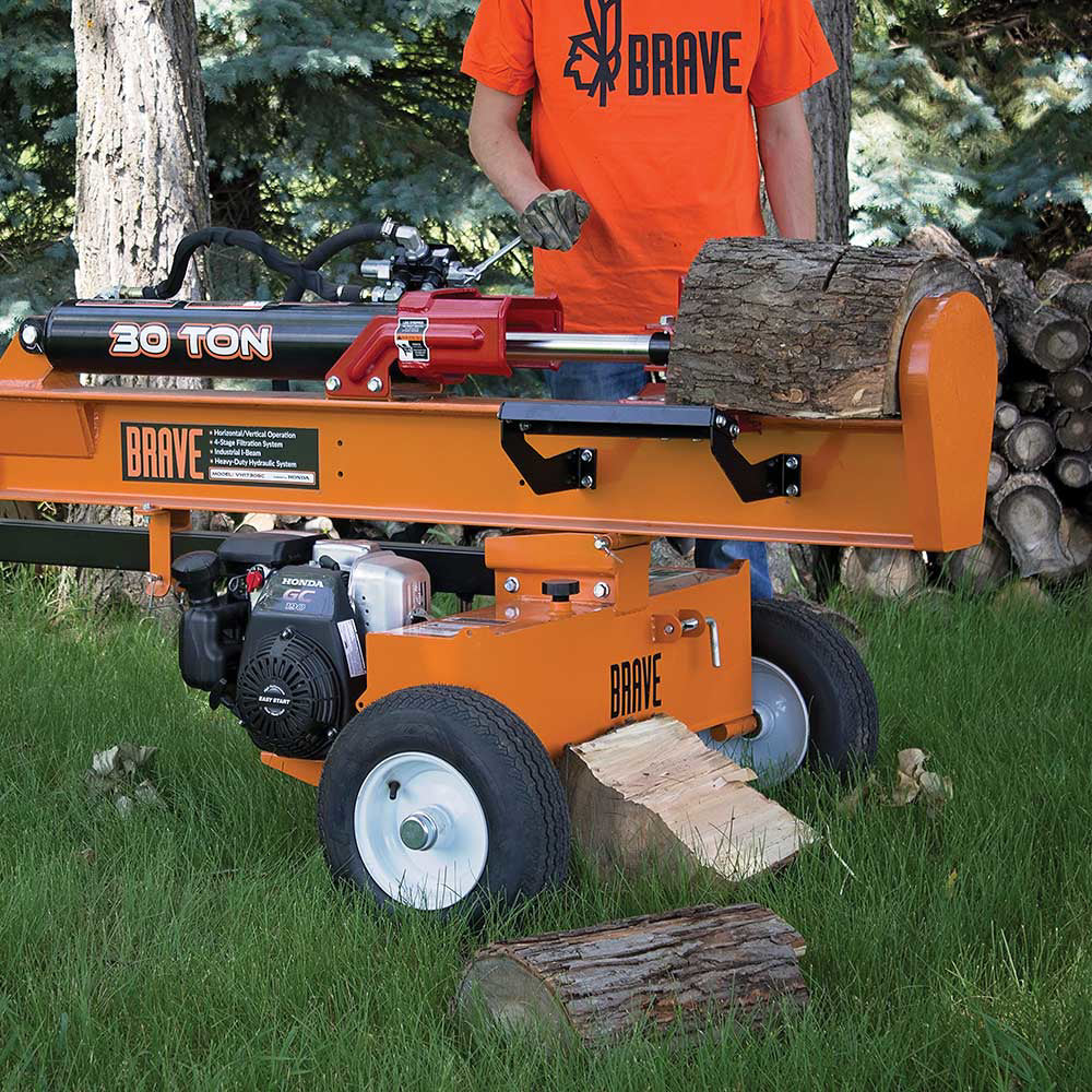 BRAVE Log Splitter, 30-Ton, Horizontal and Vertical, 3,500 PSI, Honda GC190, Model VH1730GC