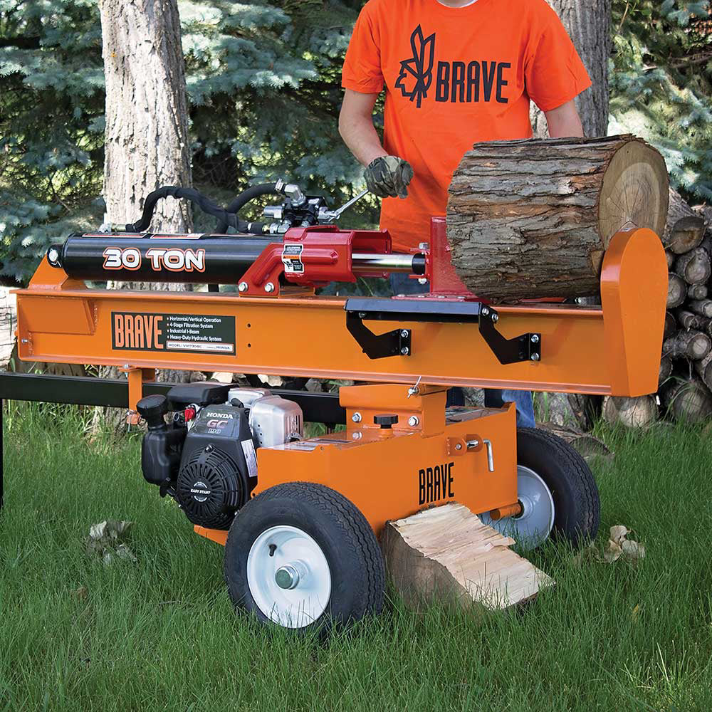 BRAVE Log Splitter, 30-Ton, Horizontal and Vertical, 3,500 PSI, Honda GC190, Model VH1730GC