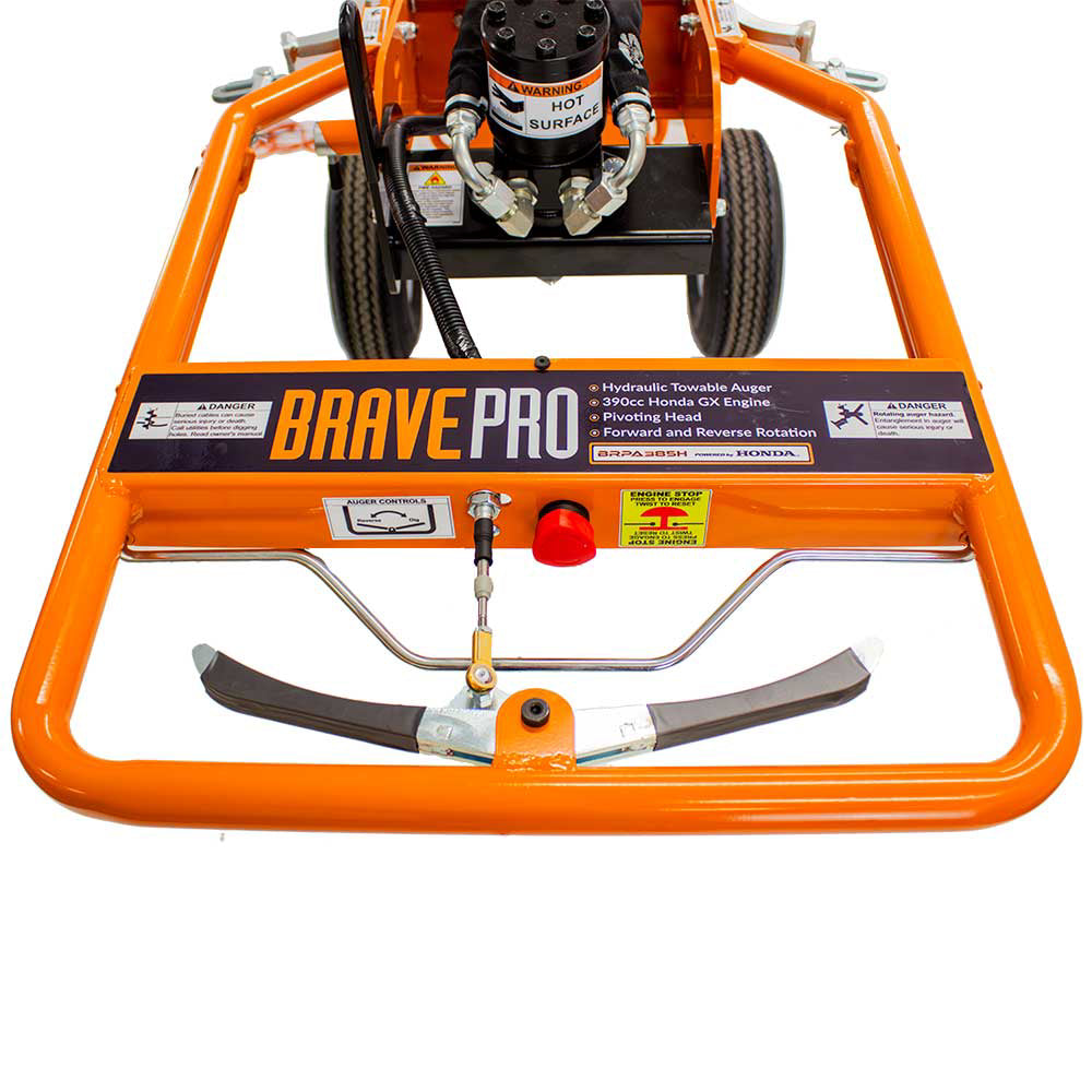 BravePro Towable Hydraulic Auger, 13 HP, 336 Ft. Lbs Torque, Honda GX390, Model BRPA385H