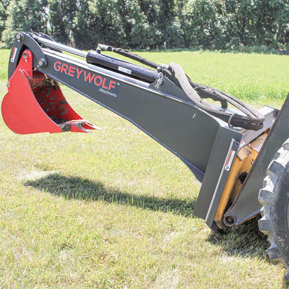 GREYWOLF Backhoe Attachment for Skid Steer Loaders, 12-In. Bucket, 6 Ft. 8 In. Dig Depth, Model 1065