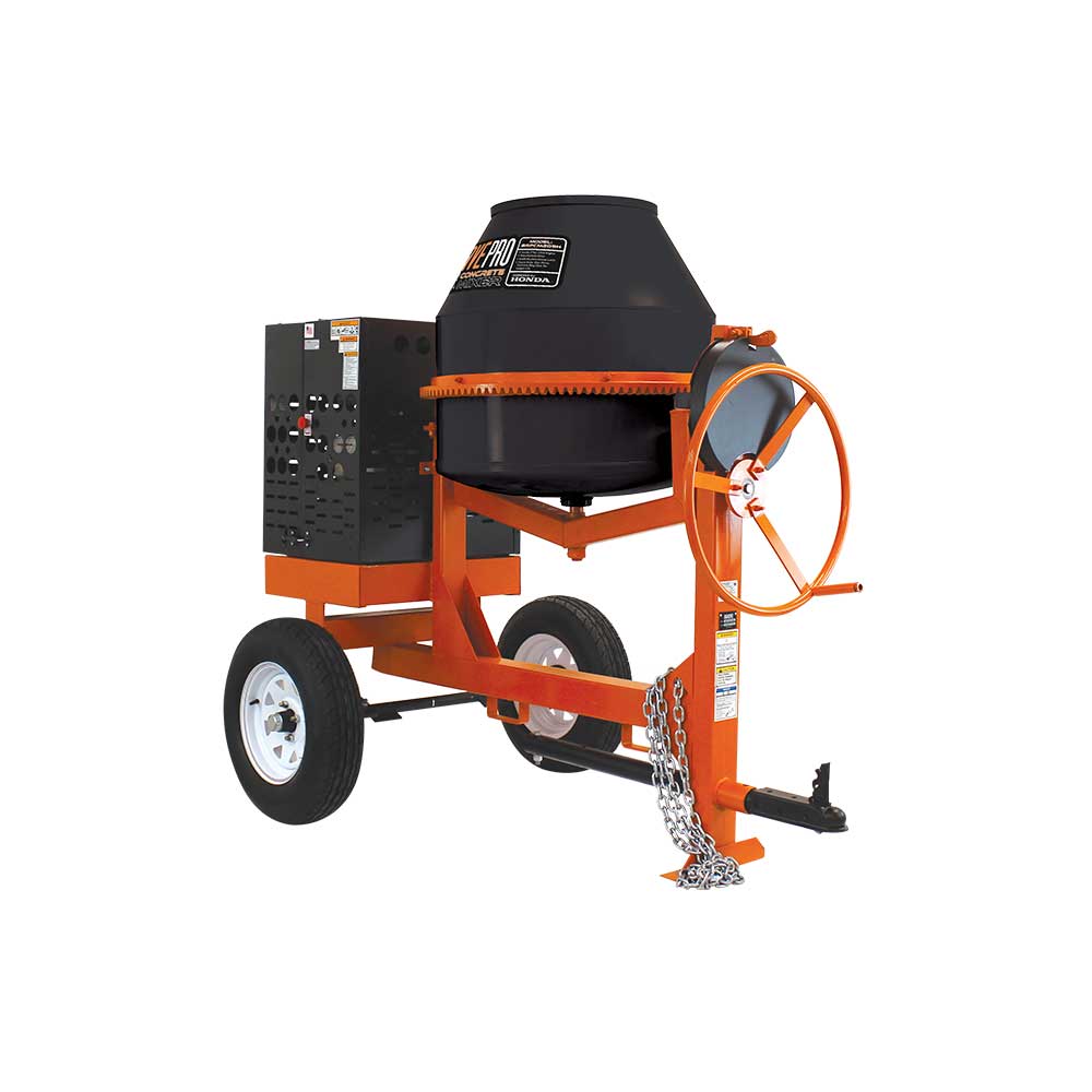 BravePro Concrete Mixer, 9 Cu. Ft. Poly Drum, Honda GX270, Model BRPCM209H