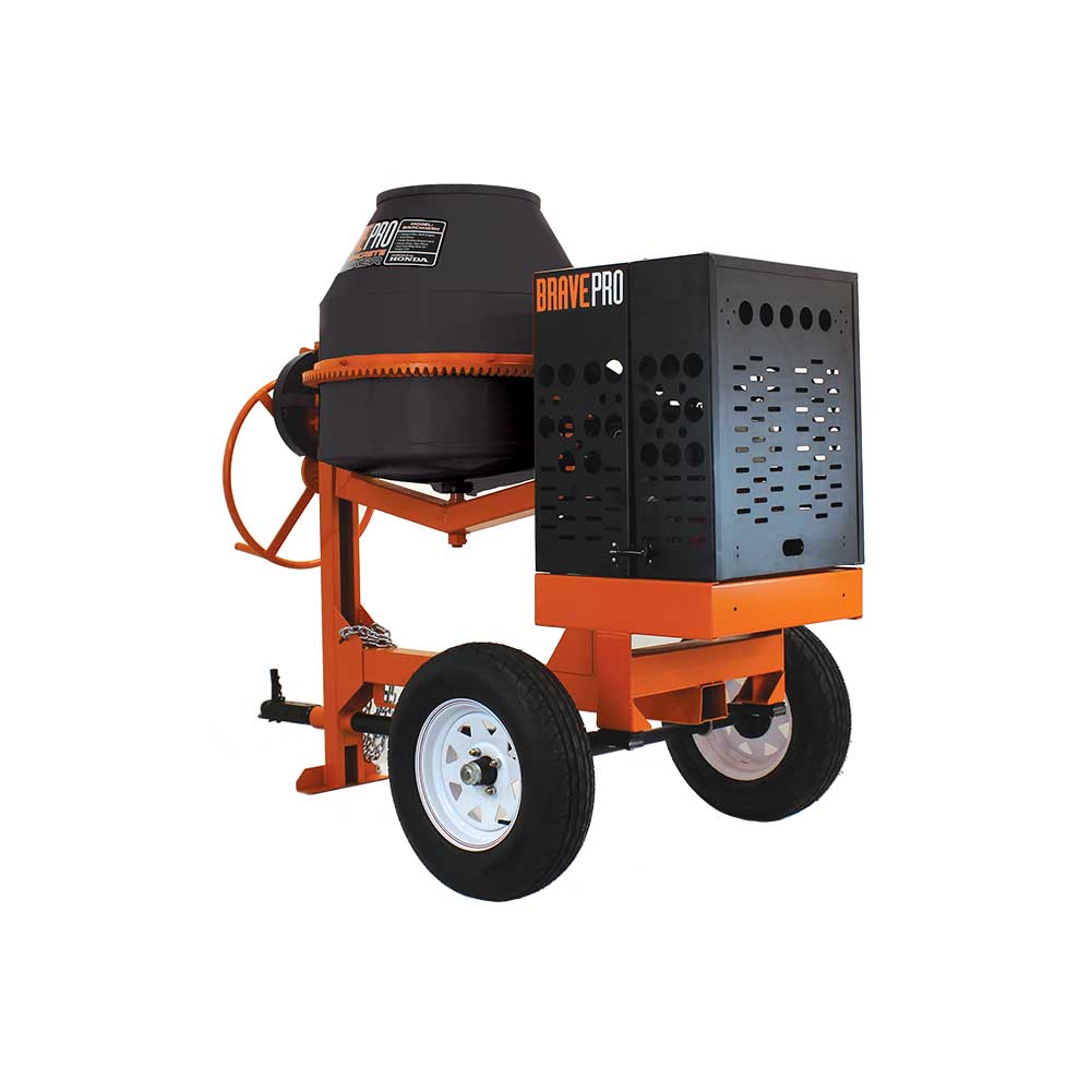 BravePro Concrete Mixer, 9 Cu. Ft. Poly Drum, Honda GX270, Model BRPCM209H