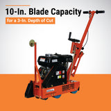 BravePro Green Concrete Saw, 10 In. Blade, 3.25 In. Cutting Depth, Honda GX200, Model BRPCS110H