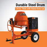 BravePro Concrete Mixer, 9 Cu. Ft. Steel Drum, Honda GX270, Model BRPCM109H