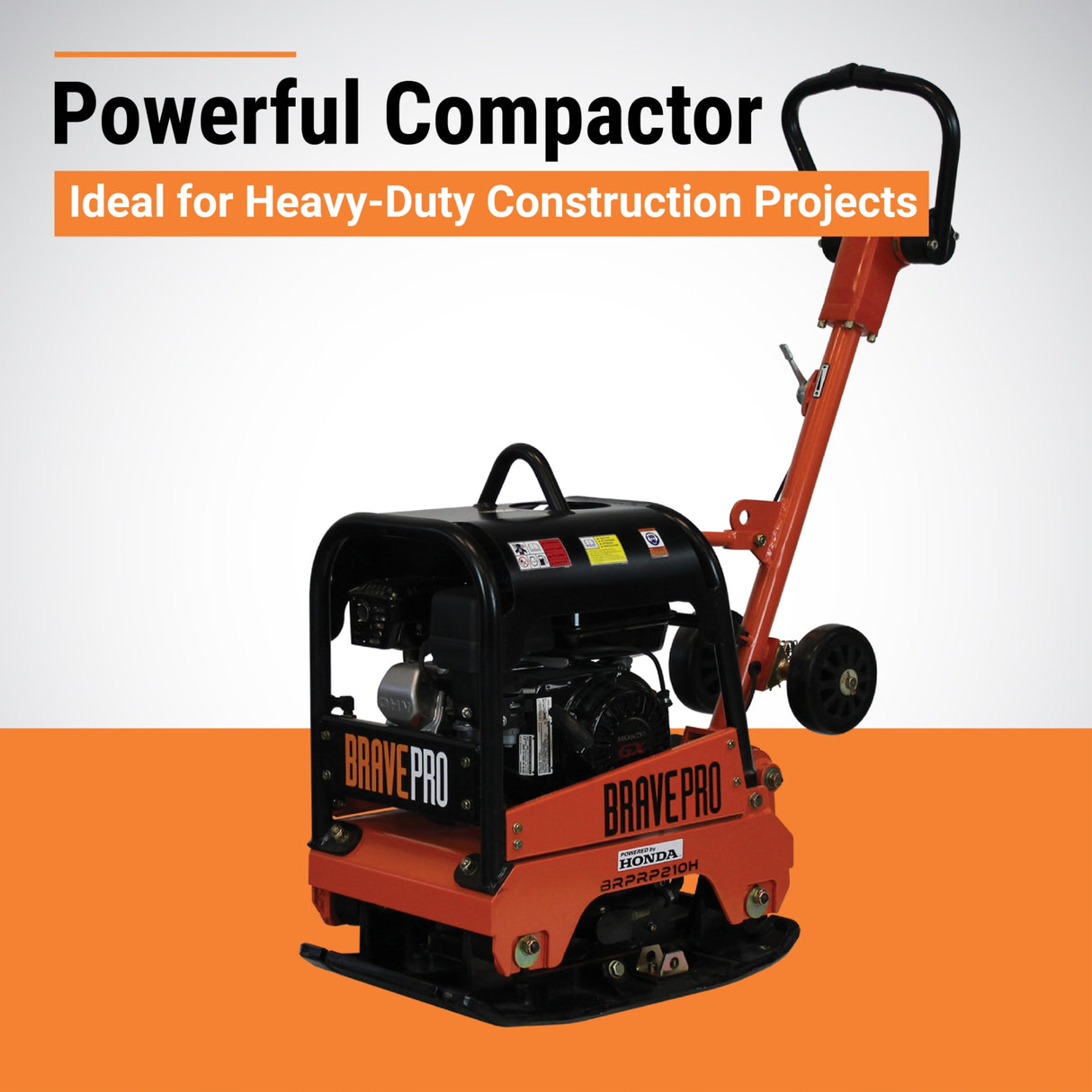 BravePro Reversible Plate Compactor, 15 In. Plate, Honda GX160, Model BRPRP210H