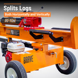 BravePro Log Splitter, 30-Ton, Horizontal and Vertical, 3,500 PSI, Honda GX200, Model VH1730GX