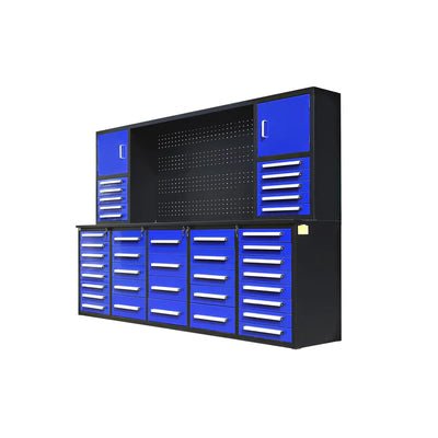 Chery Industrial 10ft Workbench Cabinet(40 Drawers, 2 Cabinets & 1 Pegboard) - WW000216