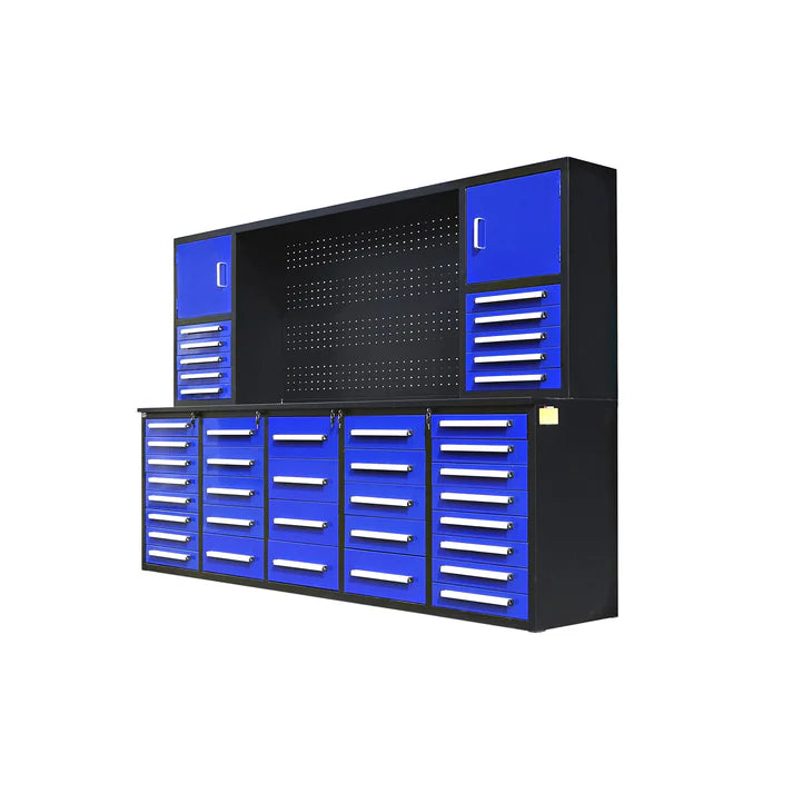 Chery Industrial 10ft Workbench Cabinet(40 Drawers, 2 Cabinets & 1 Pegboard) - WW000216