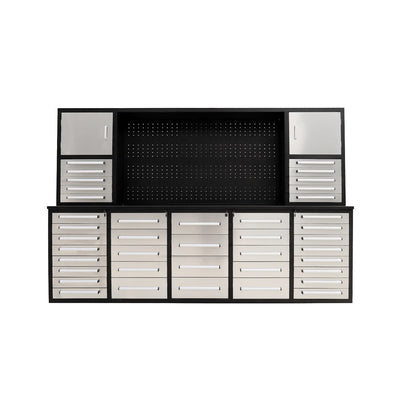 Chery Industrial 10ft Workbench Cabinet(40 Drawers, 2 Cabinets & 1 Pegboard) - WW000216