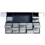 Chery Industrial Workbench Cabinet with 30 Drawers, 2 Cabinets, and Pegboard 10ft - WW000220