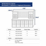 Chery Industrial 10ft Workbench Cabinet(40 Drawers, 2 Cabinets & 1 Pegboard) - WW000216