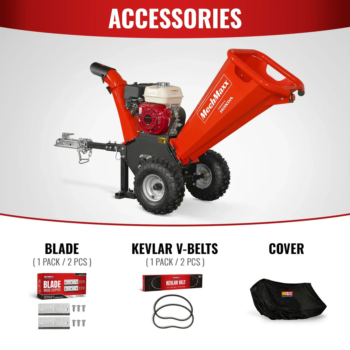 MechMaxx 4" HONDA GX200 Gas Powered Wood Chipper, Model GS650
