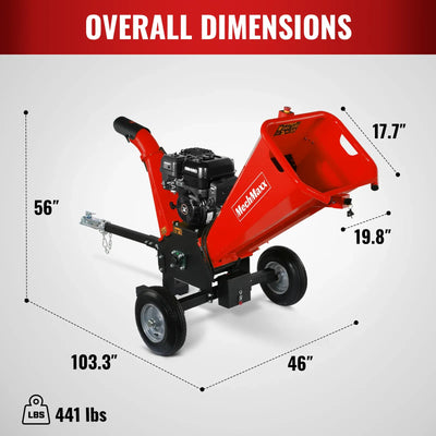 MechMaxx 5" 15HP 459cc ZONSEN E-Start Gas Powered Wood Chipper, Model GS1500
