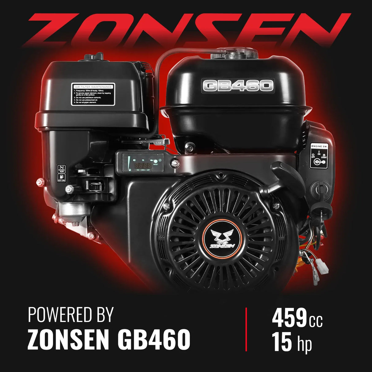 MechMaxx 5" 15HP 459cc ZONSEN E-Start Gas Powered Wood Chipper, Model GS1500