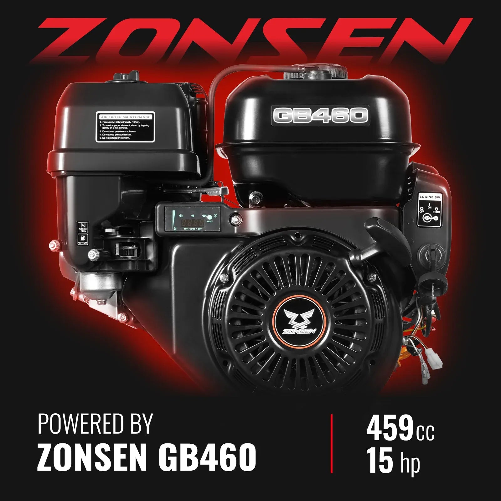 MechMaxx 5" 15HP 459cc ZONSEN E-Start Gas Powered Wood Chipper, Model GS1500