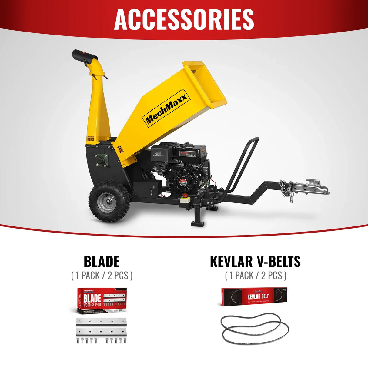 MechMaxx 5" 15HP 420cc DUCAR E-Start Drum Wood Chipper with Tow Bar, Model PGS1500