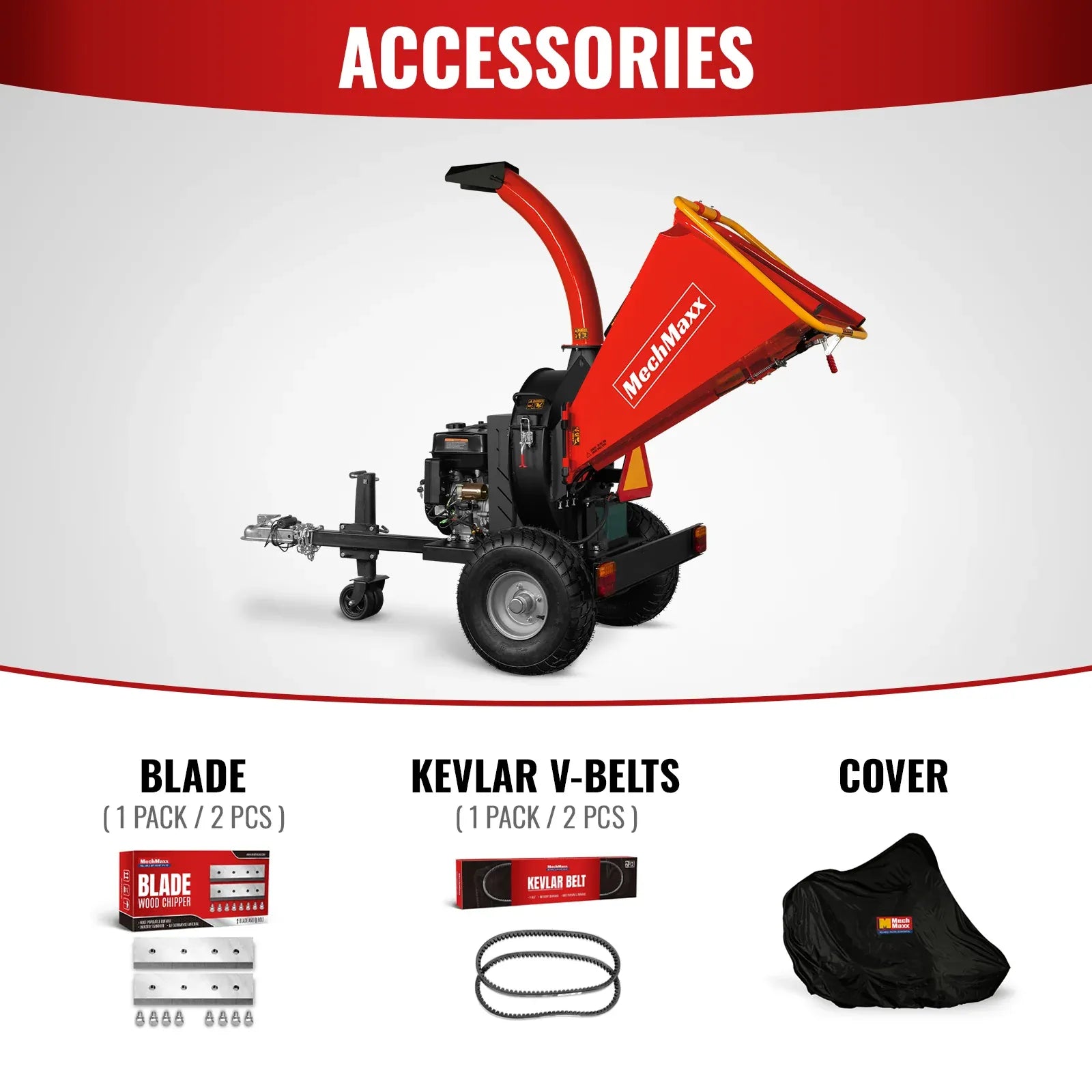 MechMaxx 5" 15HP 420cc DUCAR E-Start Disc Wood Chipper with Taillight, Model P4205