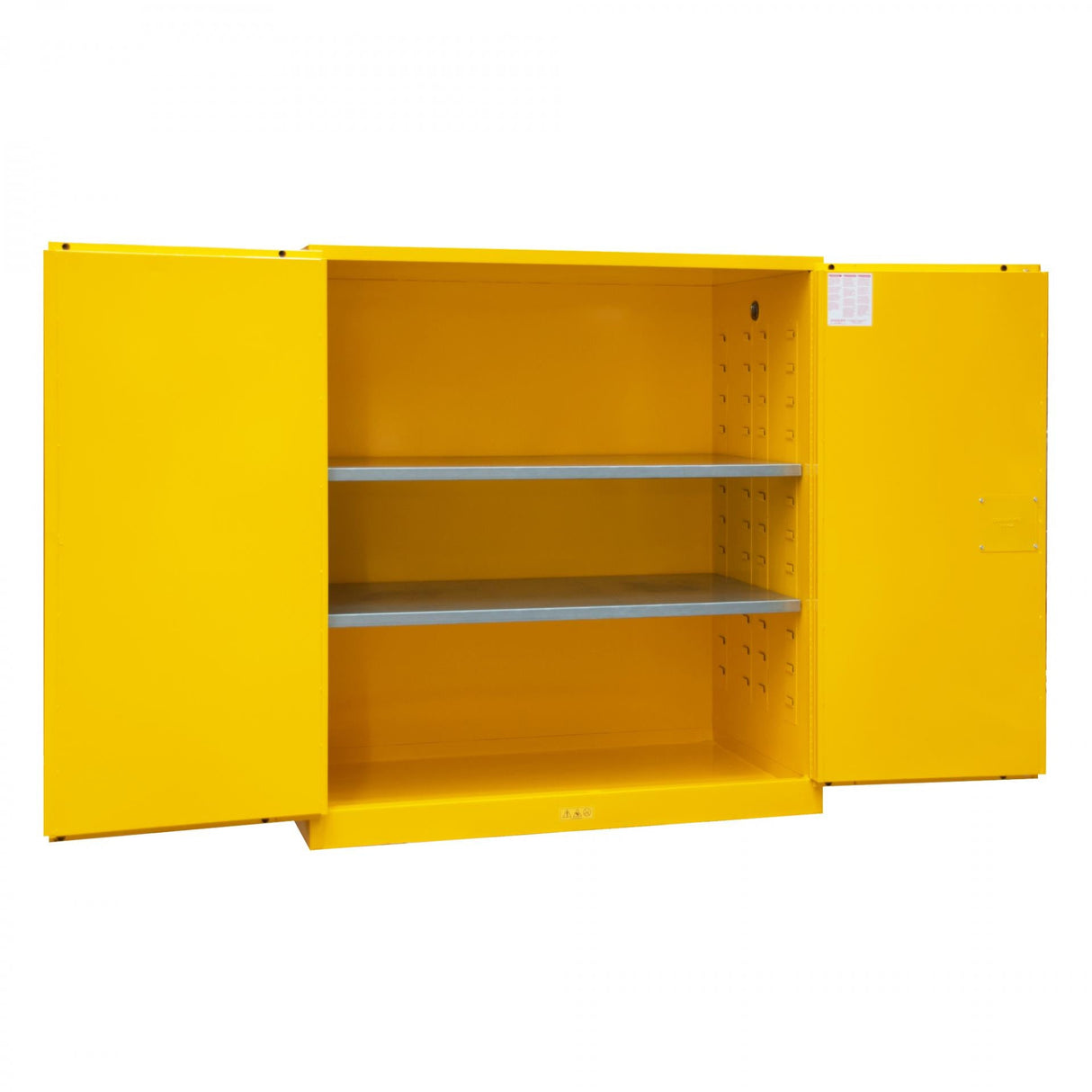 Durham 120 gallon flammable cabinet, NFPA 30 compliant, safety yellow powder coat finish