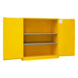 Durham 120 gallon flammable cabinet, NFPA 30 compliant, safety yellow powder coat finish