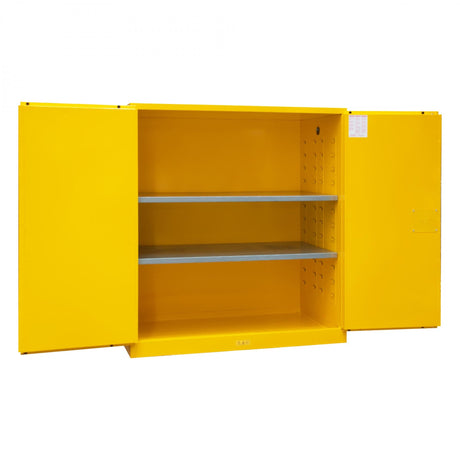 Durham 120 gallon flammable cabinet, NFPA 30 compliant, safety yellow powder coat finish