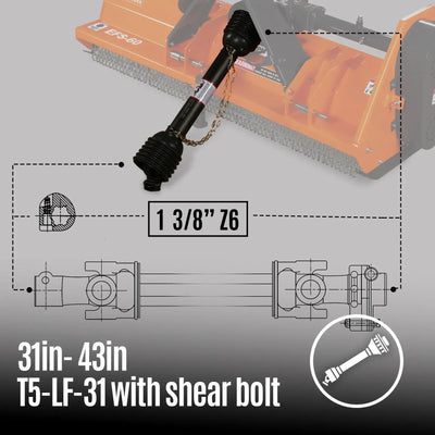 MechMaxx 60" Light Duty PTO Flail Mower, 3-Point Hitch, 15–35HP, Model EFS60