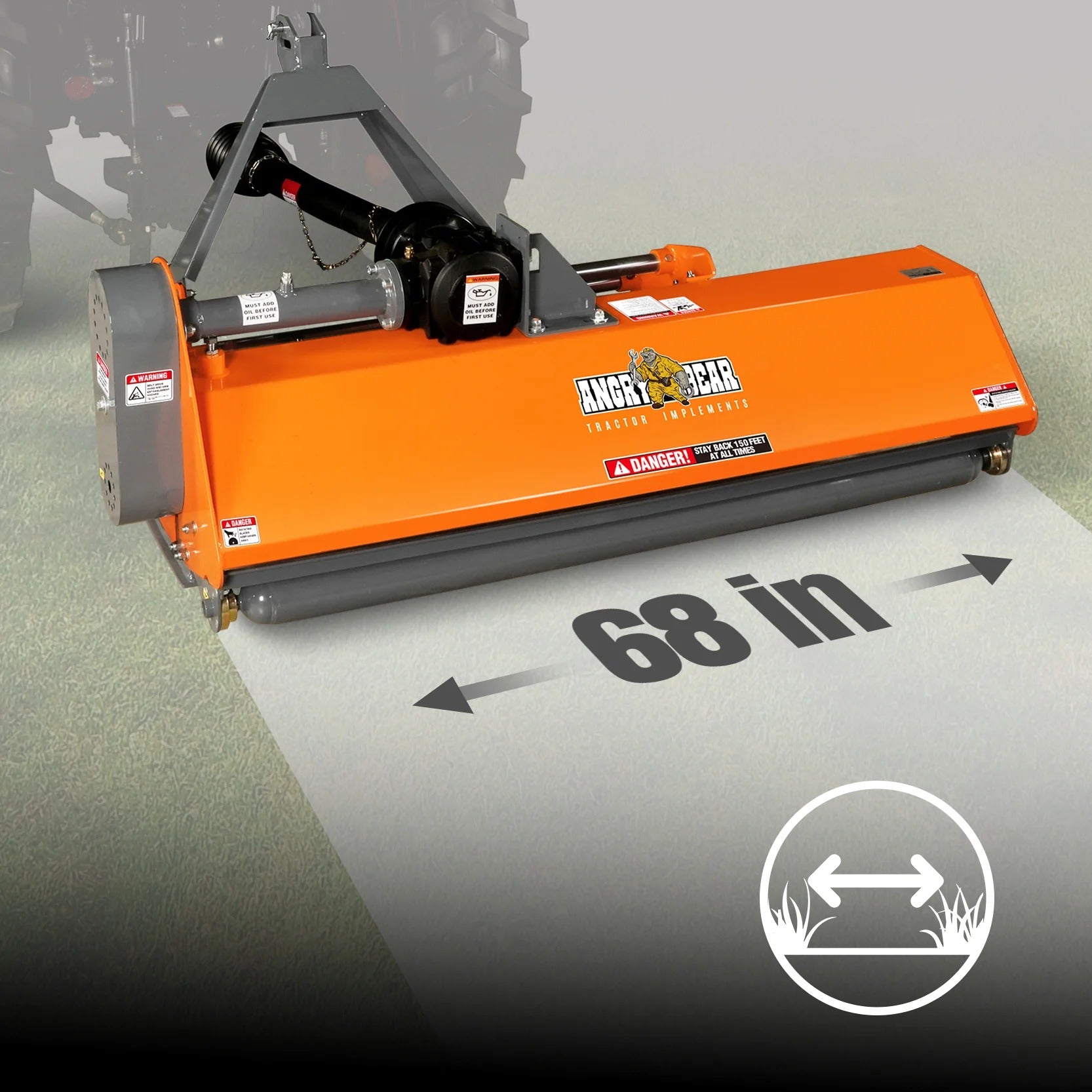 MechMaxx 68" PTO Flail Mower with Hydraulic Side Shift, 3-Point Hitch, 30–60HP, Model NAM68H