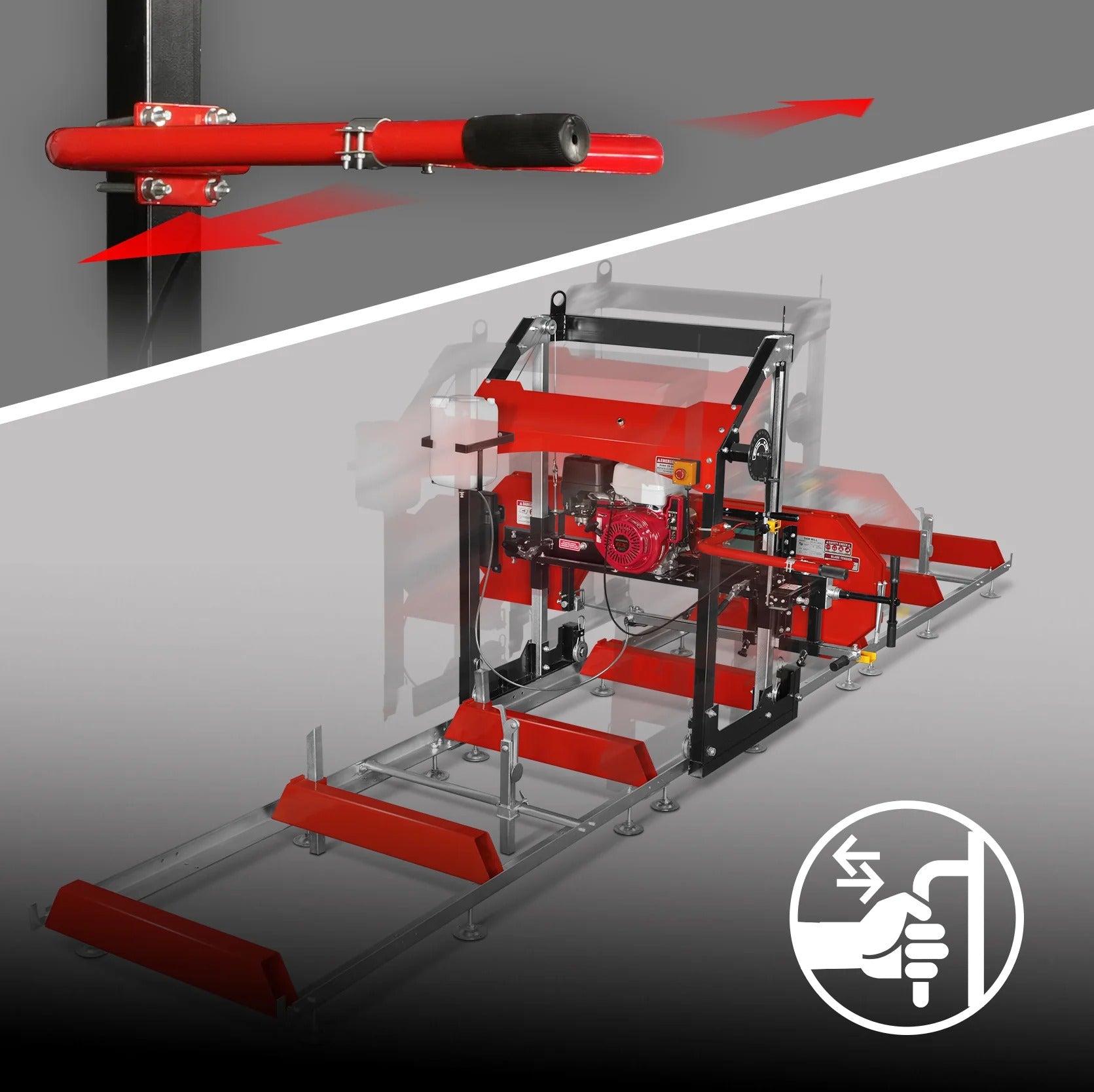 MechMaxx 32" Portable Sawmill with HONDA GX390 Engine, 20' Track Length with Extension and 5 Blades Included, Model SM-32