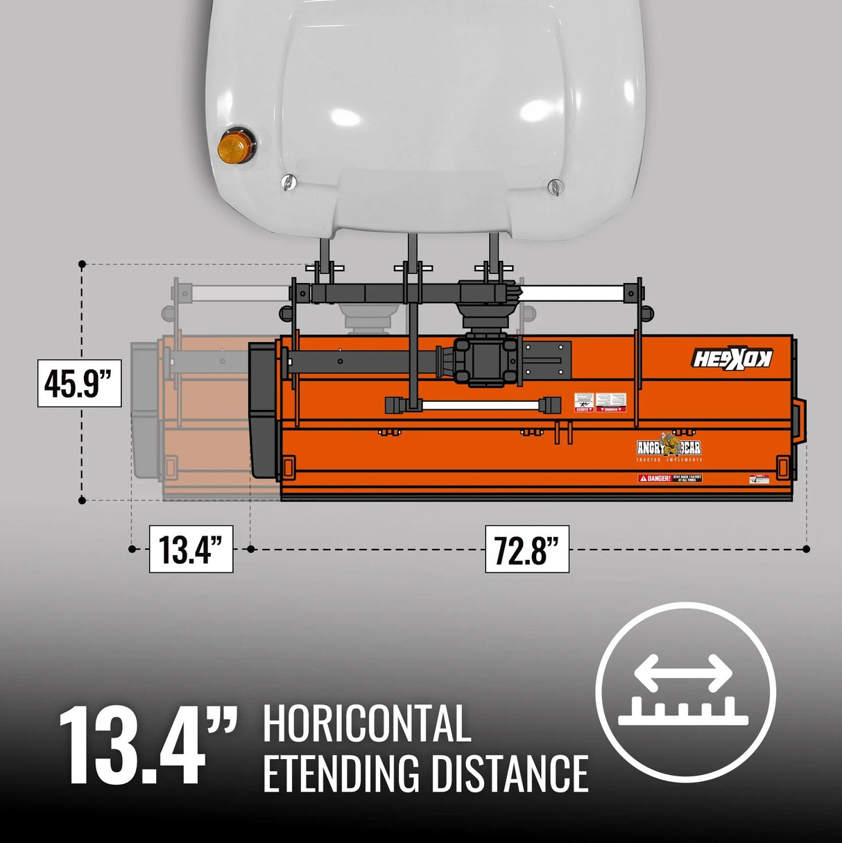 MechMaxx 63" Heavy Duty PTO Flail Mower with Hydraulic Side Shift, 3-Point Hitch, 50–75HP, Model KDK63H
